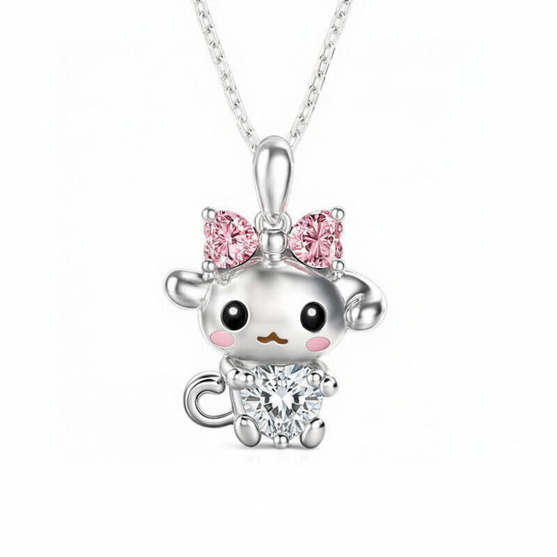 Jeulia Hug Me Custom Birthstone Cute Dog Pendant Necklace