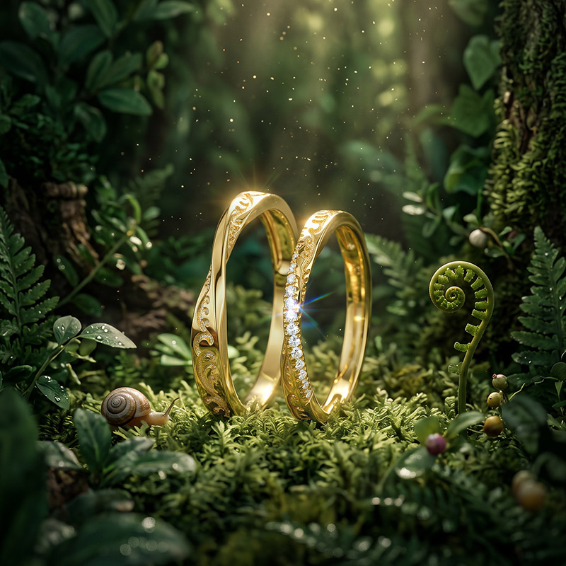 Jeulia Vintage Wavy Engraved Matching Couple Ring Set - Jeulia Jewelry