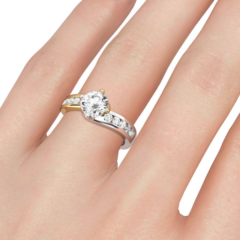 Jeulia Two Tone Round Cut Sterling Silver Ring