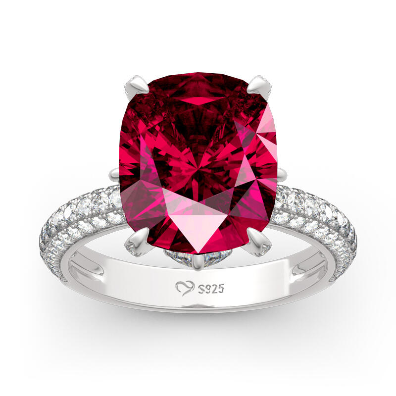 Jeulia Classic Cushion Cut Sterling Silver Ring