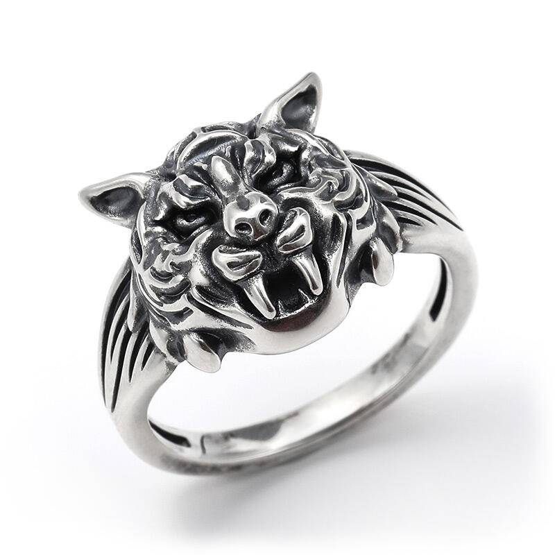 Jeulia "Rey del bosque" Anillo de plata de ley con tigre para hombre