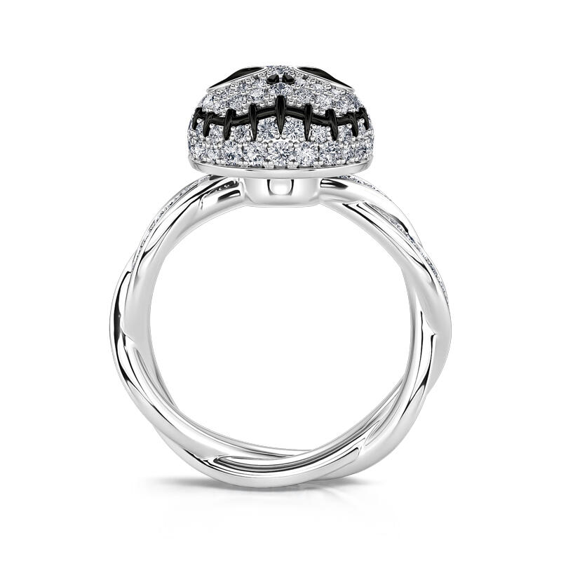 Jeulia "Romantic Soul" Skull Design Sterling Silver Rotating Ring