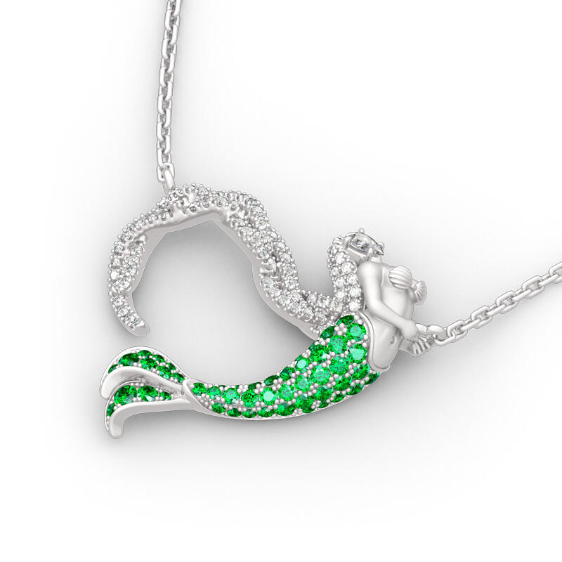 Jeulia "Ocean's Light" Sterling Silver Mermaid Gift Necklace for Valentine's Day