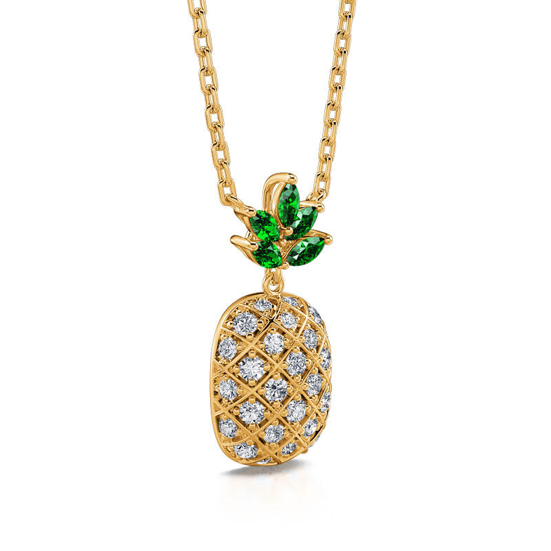 Jeulia "A Trip of Summer" Pineapple Sterling Silver Necklace