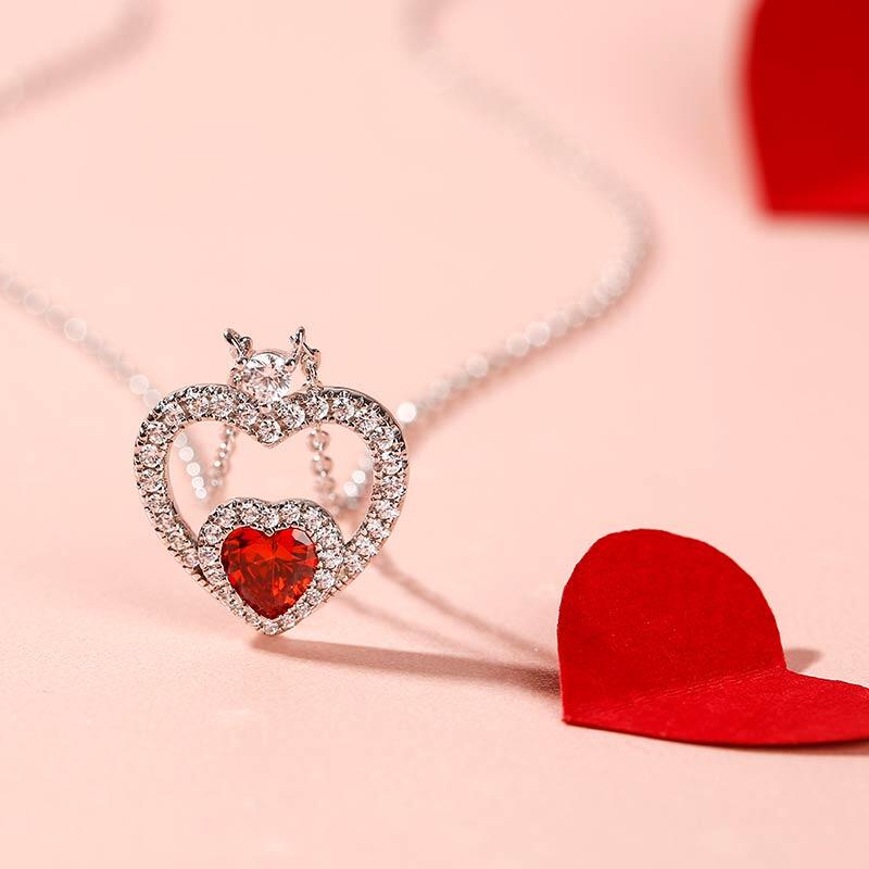 Jeulia "Brilliance Love" Heart Cut Sterling Silver Necklace