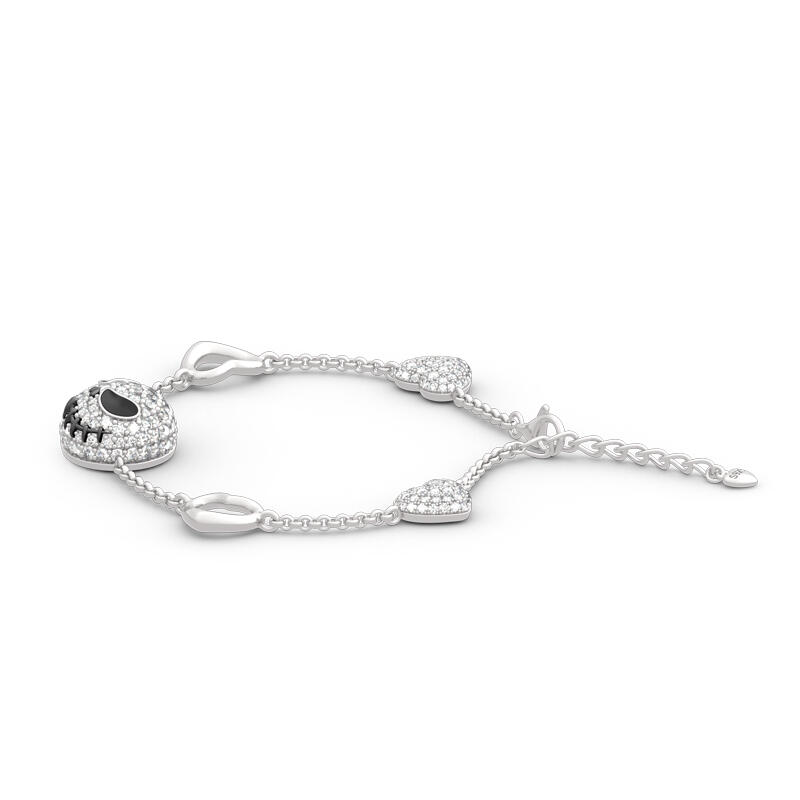 Jeulia "Pumpkin King" Skull Design Sterling Silver Bracelet  (195mm)