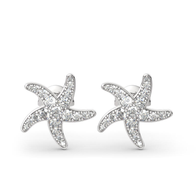 Jeulia Starfish Sterling Silver Stud Earrings