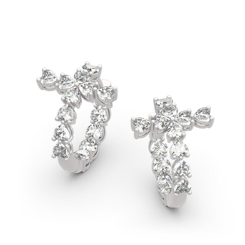 Jeulia Pendientes de aro de plata de ley con corte de corazón cruzado