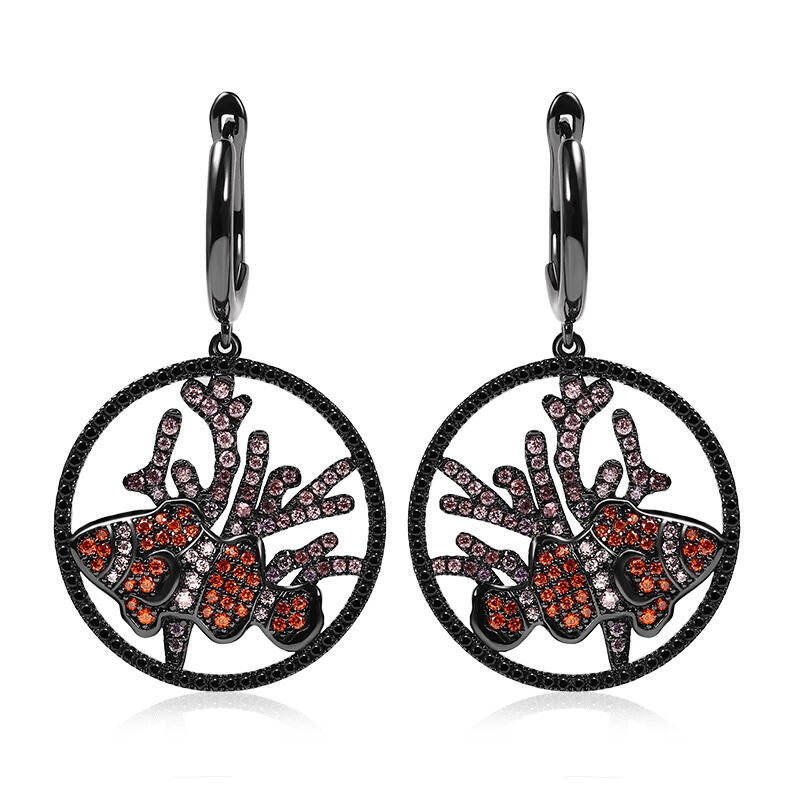 Jeulia "Clownfish Nemo & Coral" Sterling Silver Earrings