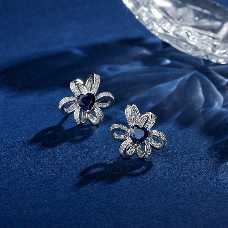 Jeulia "Love Knot" Heart Cut Sterling Silver Earrings