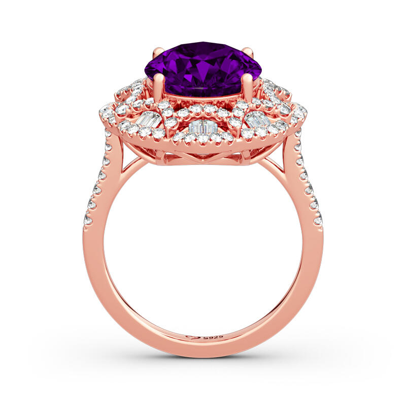 Jeulia Floral Oval Cut Sterling Silver Ring