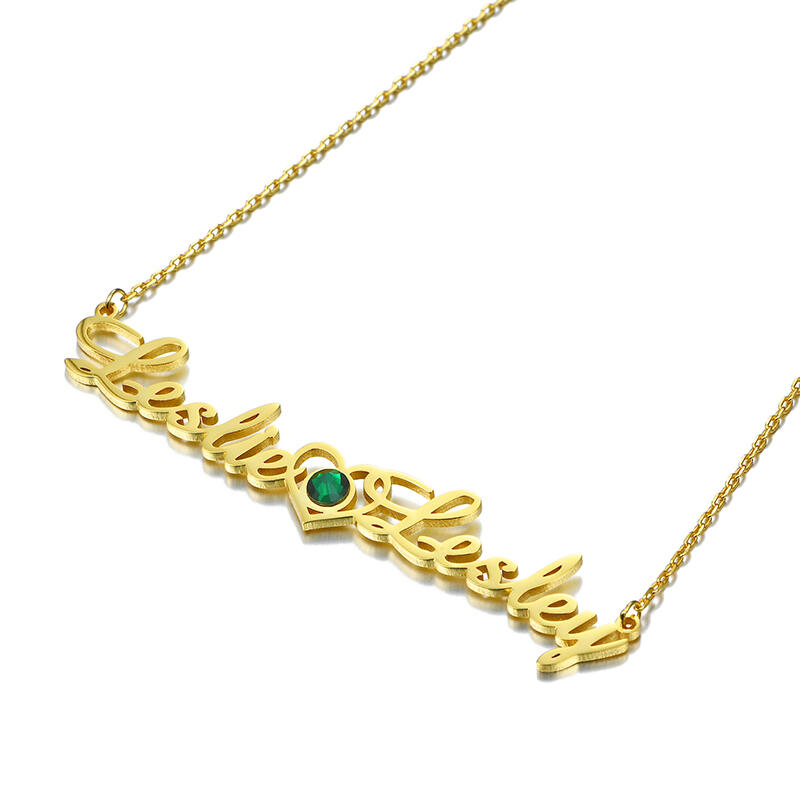 Jeulia "We Are Doomed" Personalized Name Necklace with Birthstone