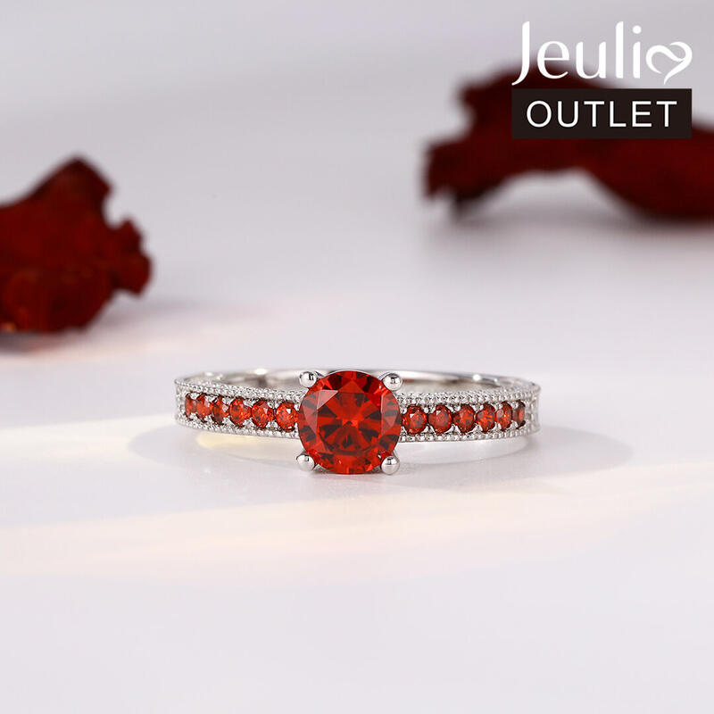 Jeulia Classic Round Cut Sterling Silver Ring