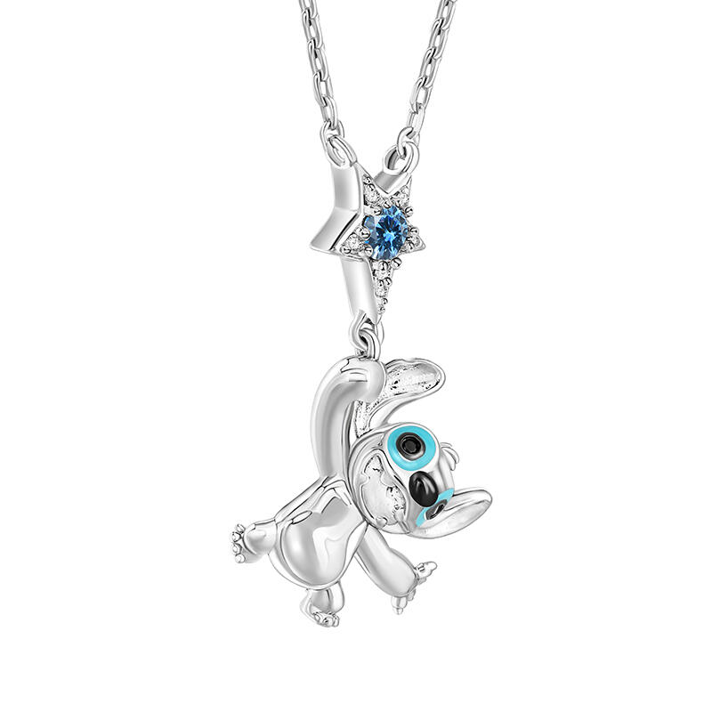 Jeulia "Picking Stars" Little Monster Birthstone Necklace Sterling Silver