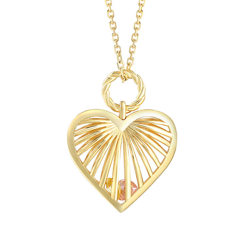 Jeulia "Family love" Birthstone Heart Cage Necklace Colorful Design