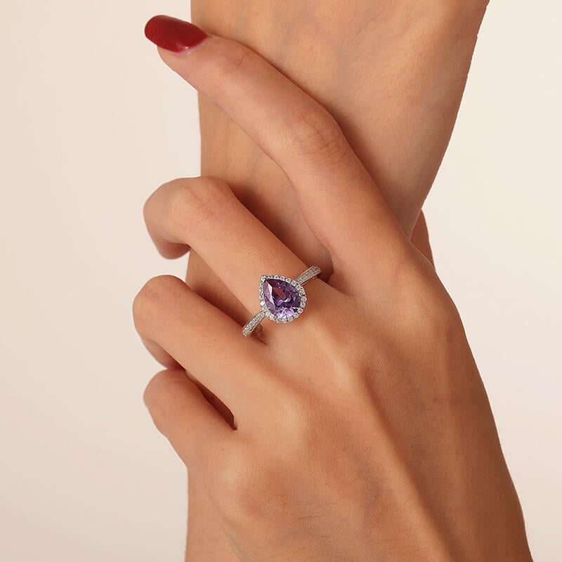 Halo Pear Alexandrite Ring Channel Setting
