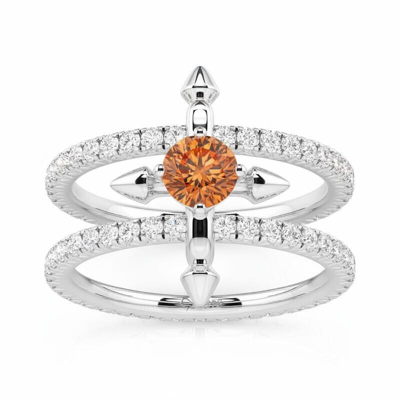 Jeulia Custom Double Row Floating Round Cut Birthstone Ring