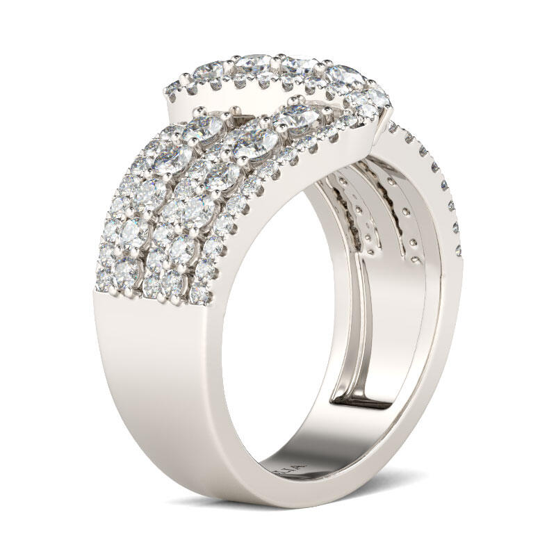 Jeulia Crossover Round Cut Sterling Silver Women's Wedding Band