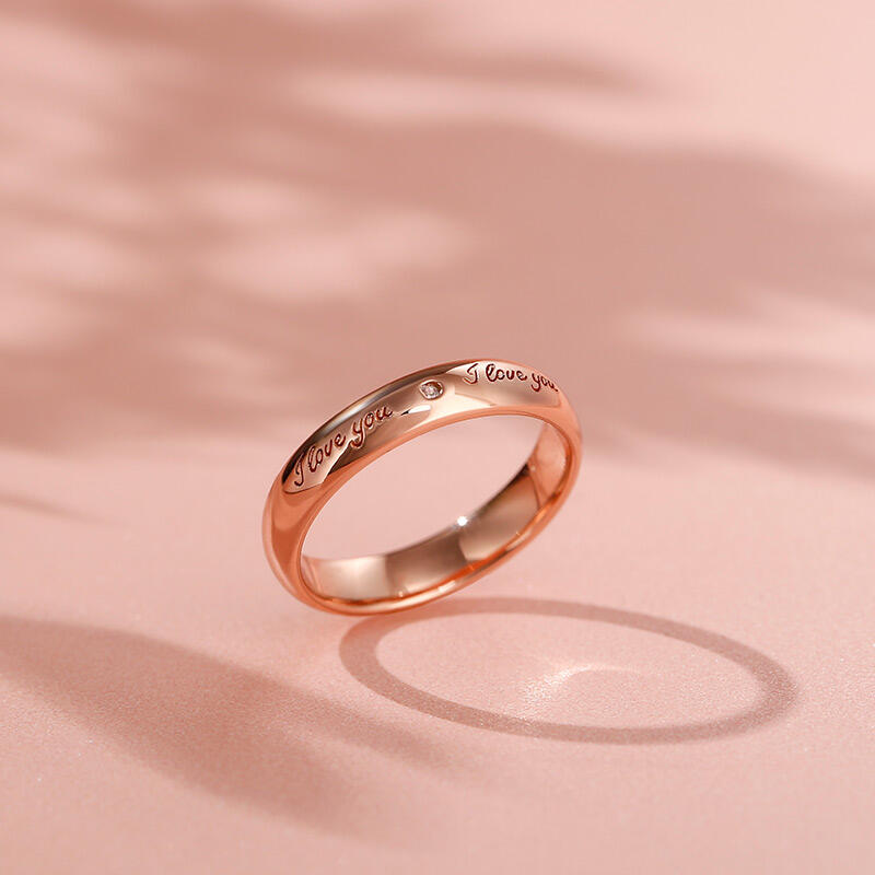 Jeulia "I Love You" Rose Gold Tone Sterling Silver Women's Band