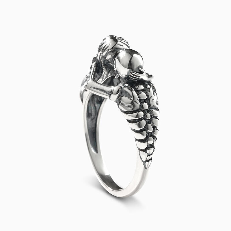 Jeulia Anillo en forma de beso de calavera de plata de ley
