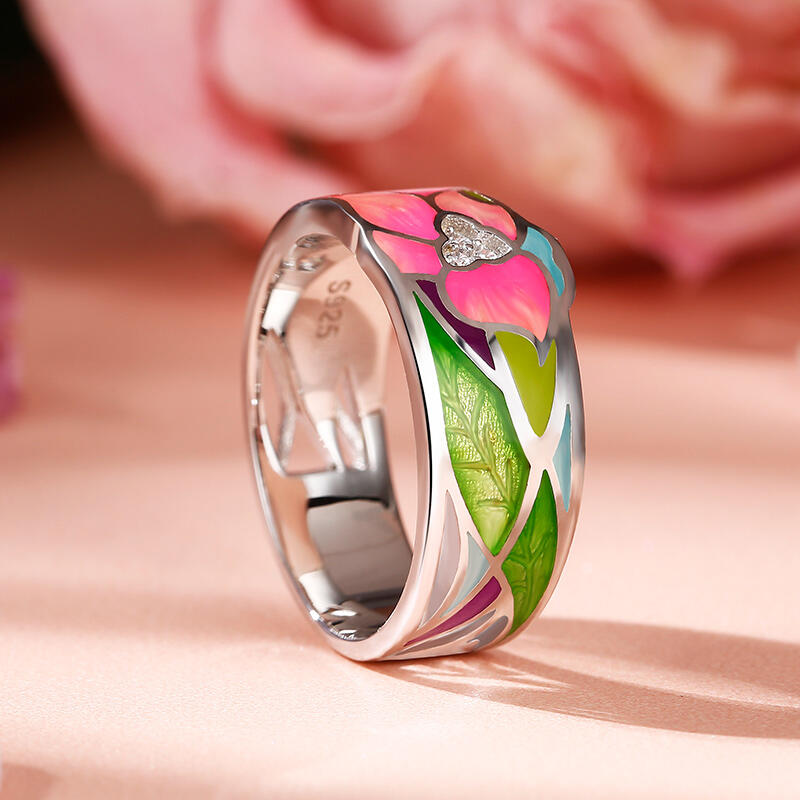 Jeulia "Young Dreamer" Enamel Sterling Silver Women's Band