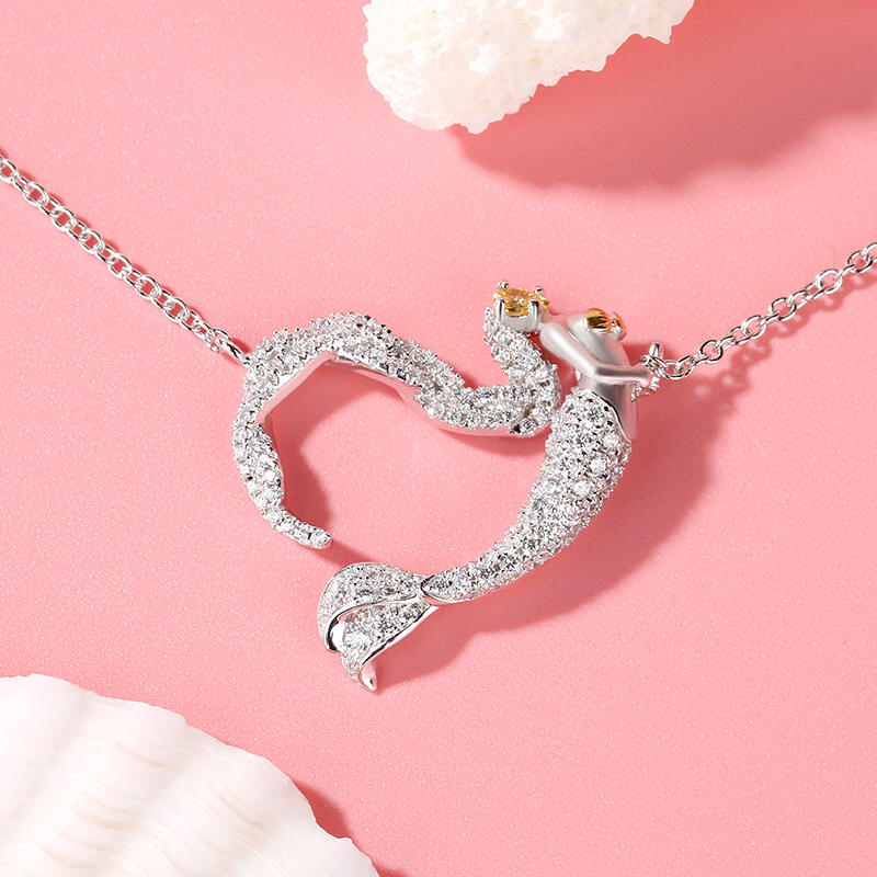 Jeulia Colar simples de presente de sereia de prata esterlina para o dia dos namorados