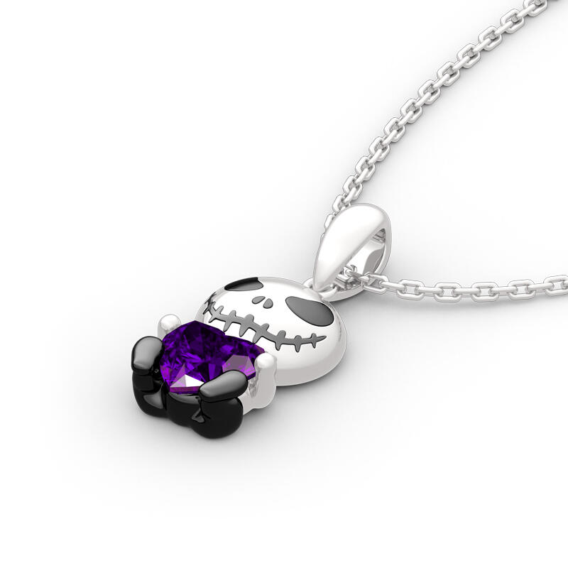 Jeulia Hug Me "Love Confession" Skull Heart Cut Sterling Silver Necklace