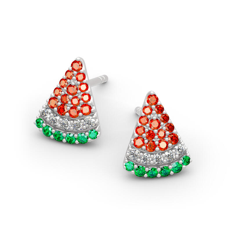 Jeulia "Summer Fruit" Watermelon Design Sterling Silver Earrings