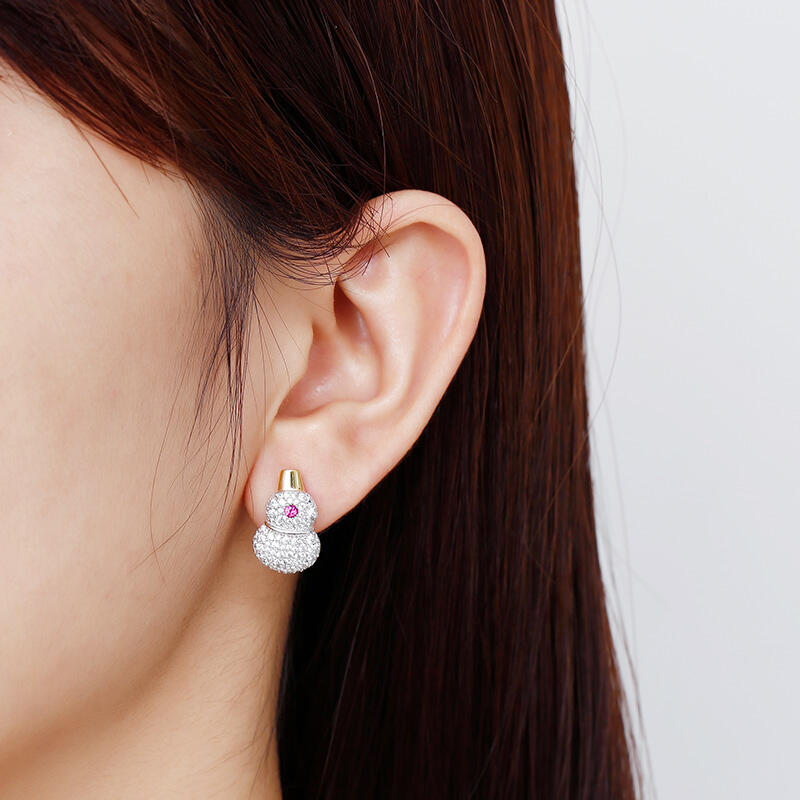 Jeulia "Romantic Snowman&Snowflake" Sterling Silver Mismatched Earrings