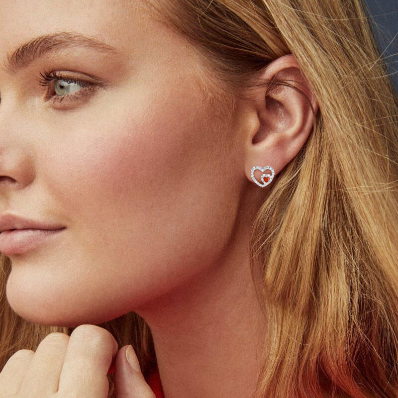 Jeulia "Brilliance Love" Heart Cut Sterling Silver Stud Earrings