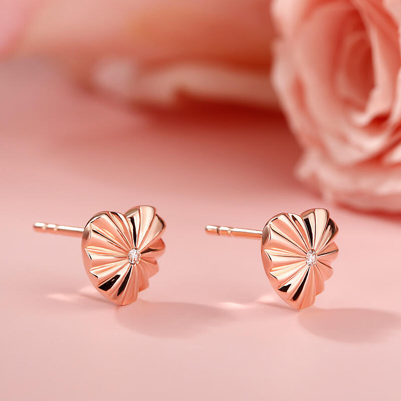 Jeulia "Love Edge" Heart Sterling Silver Children's Earrings