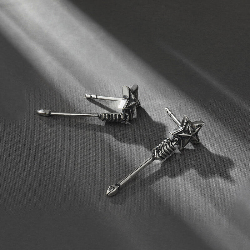 Jeulia "Star and Arrow" Sterling Silver Drop Earrings