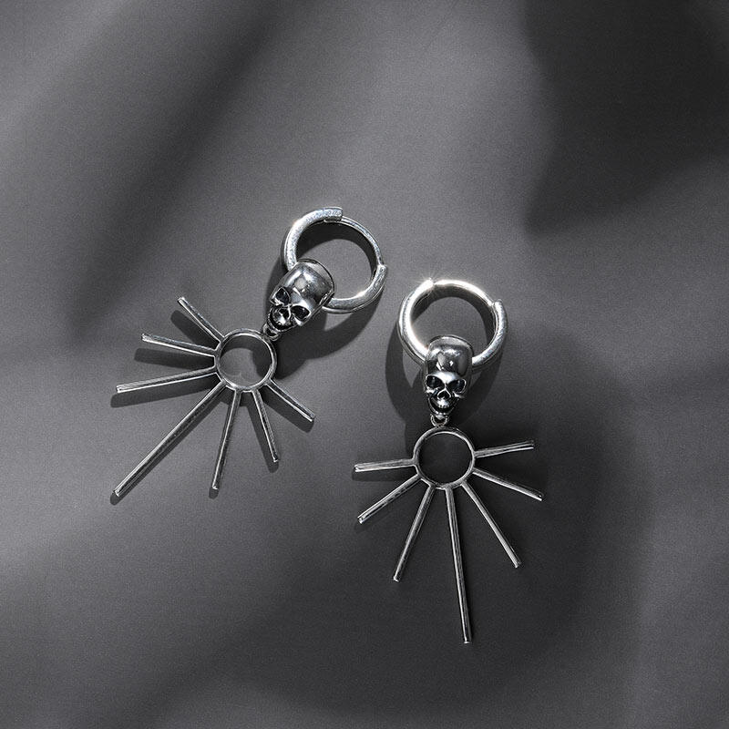 Jeulia Pendientes colgantes de calavera fantasma de plata de ley