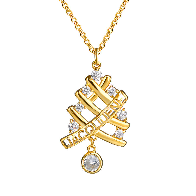 Jeulia Personalized Christmas Tree Sterling Silver Necklace