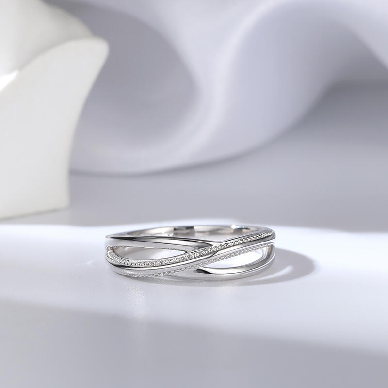 Jeulia クロス デザイン シルバー メンズ リング