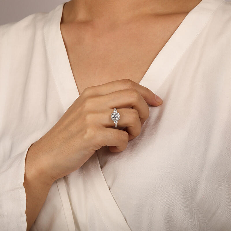 "New Beginning" Round Cut Halo Engagement Ring