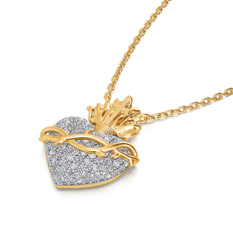 Jeulia "Heavenly Love" Sacred Heart Sterling Silver Necklace