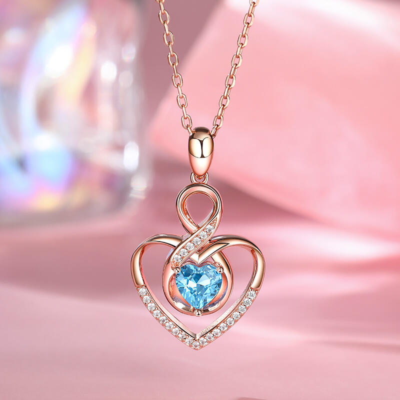 Jeulia Infinity Hjärtslipad Sterling Silver Personlig Halsband