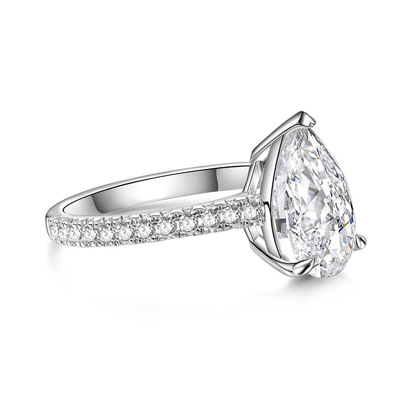 Jeulia Anillo de Compromiso de Plata de Ley con Corte de Pera