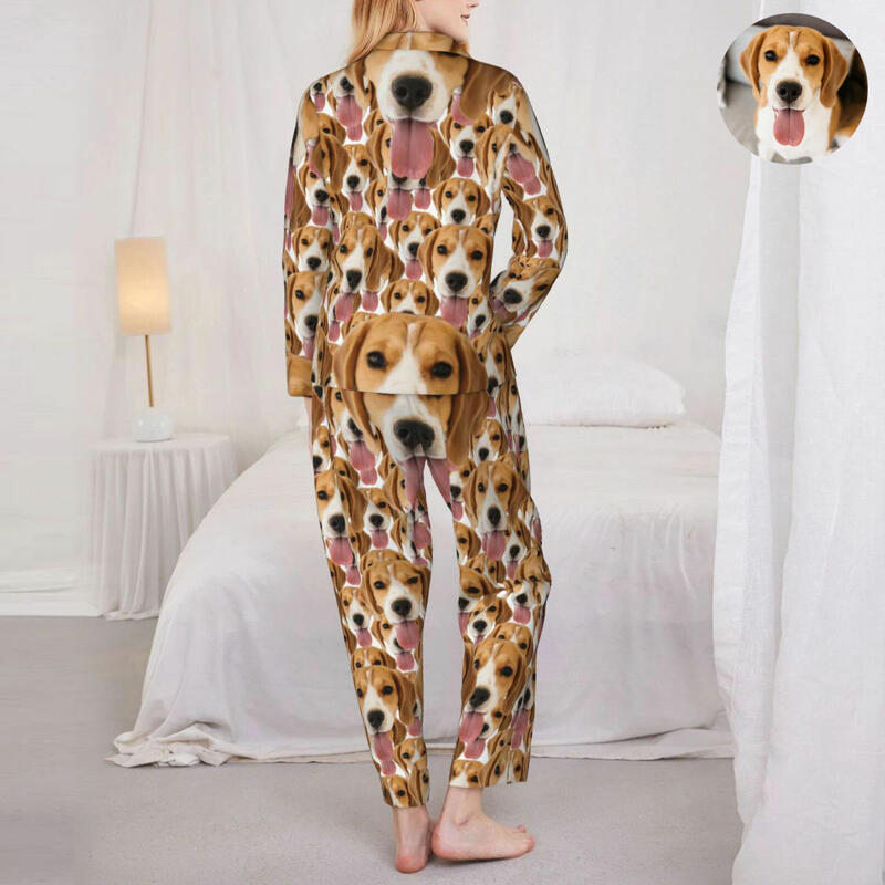 Gepersonaliseerde pyjama aangepaste hond hoofd foto volledige set patroon ontwerp creatief cadeau voor dierenliefhebbers