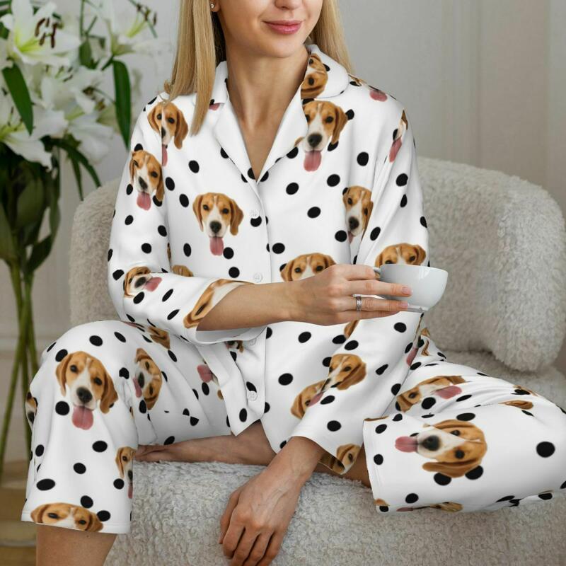 Pigiama personalizzato Modello a pois con foto personalizzata Design a colori opzionale Regalo perfetto per la persona cara