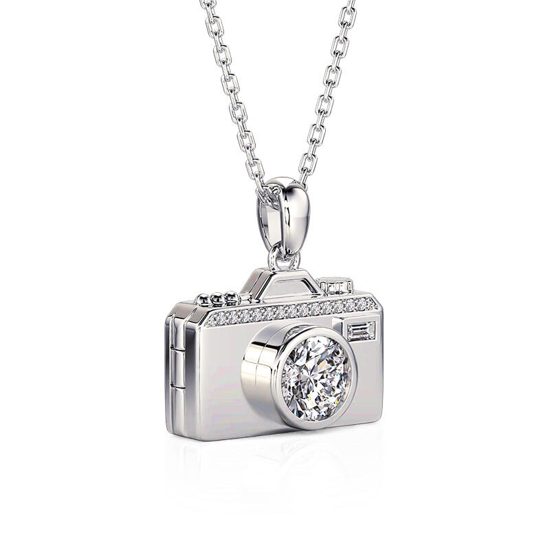 Jeulia Unique Camera Custom Photo Locket Necklace