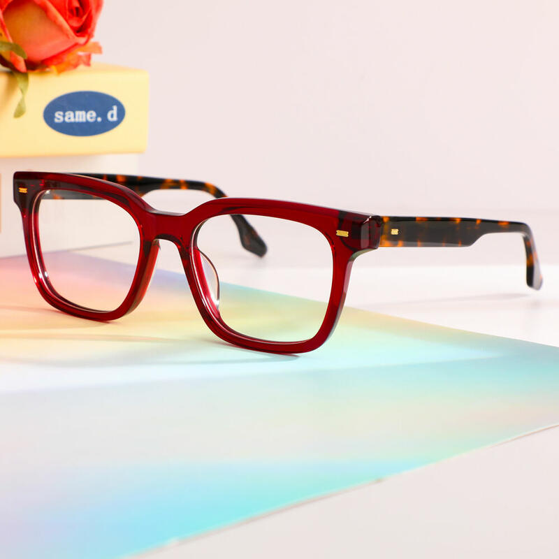 Berton Quadratische Rote Brillen