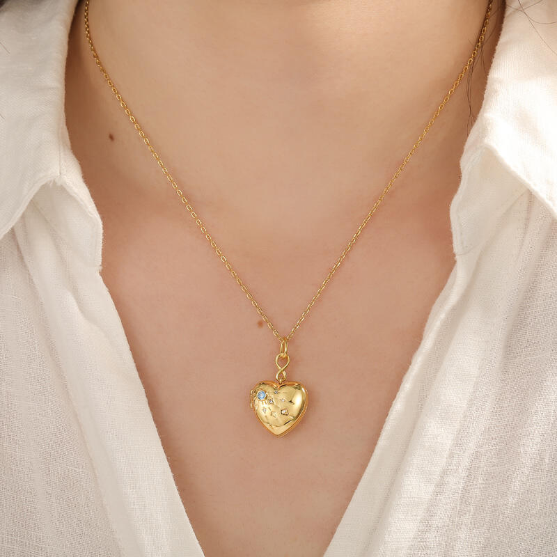 Jeulia Colgante Corazón con Foto Personalizada y Piedra de Nacimiento