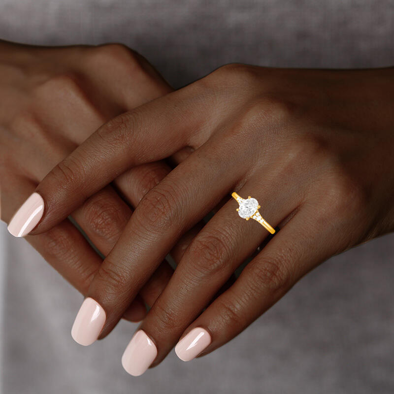 "The Slow Waltz" Oval Cut Cluster Side Stone Engagement Ring