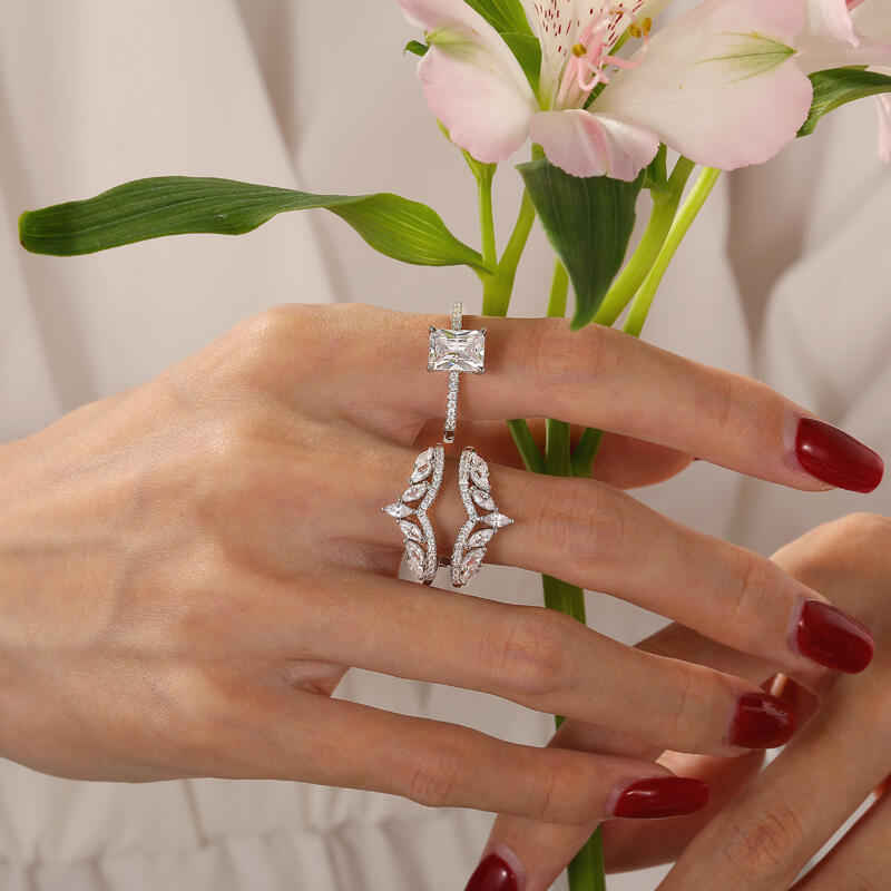 Jeulia Olivetta Symmetry Radiant Cut Enhancer Ring Set