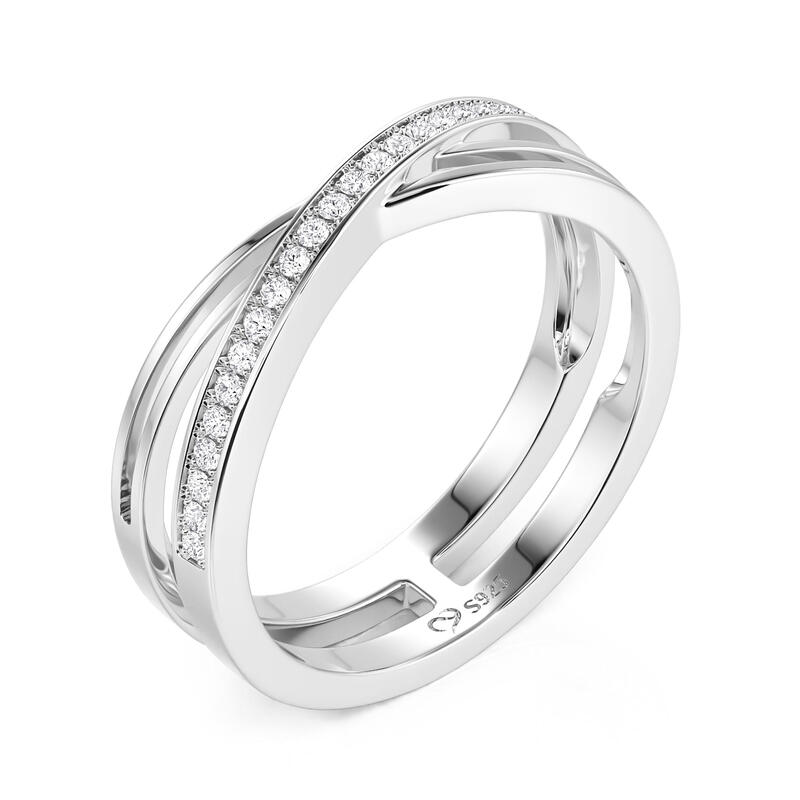 Jeulia Anillo Cruzado Media Eternidad Trenzado para Mujer