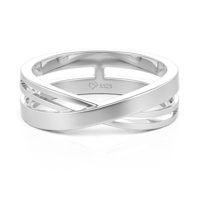 Jeulia Twist Crossover Ring for Men Sterling Silver