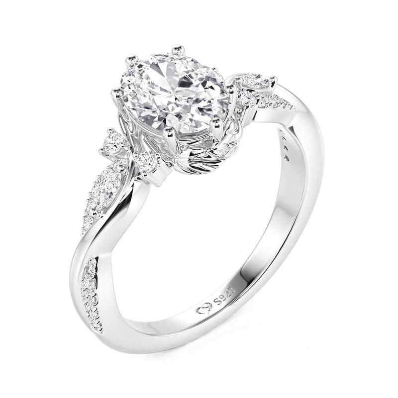 Jeulia Leaf Oval Cut Infinity Engagment Ring Sterling Silver
