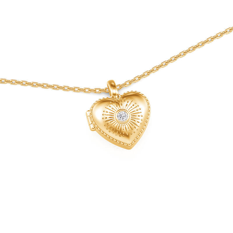 Jeulia Custom Double Sided Engraved Heart Photo Locket Necklace